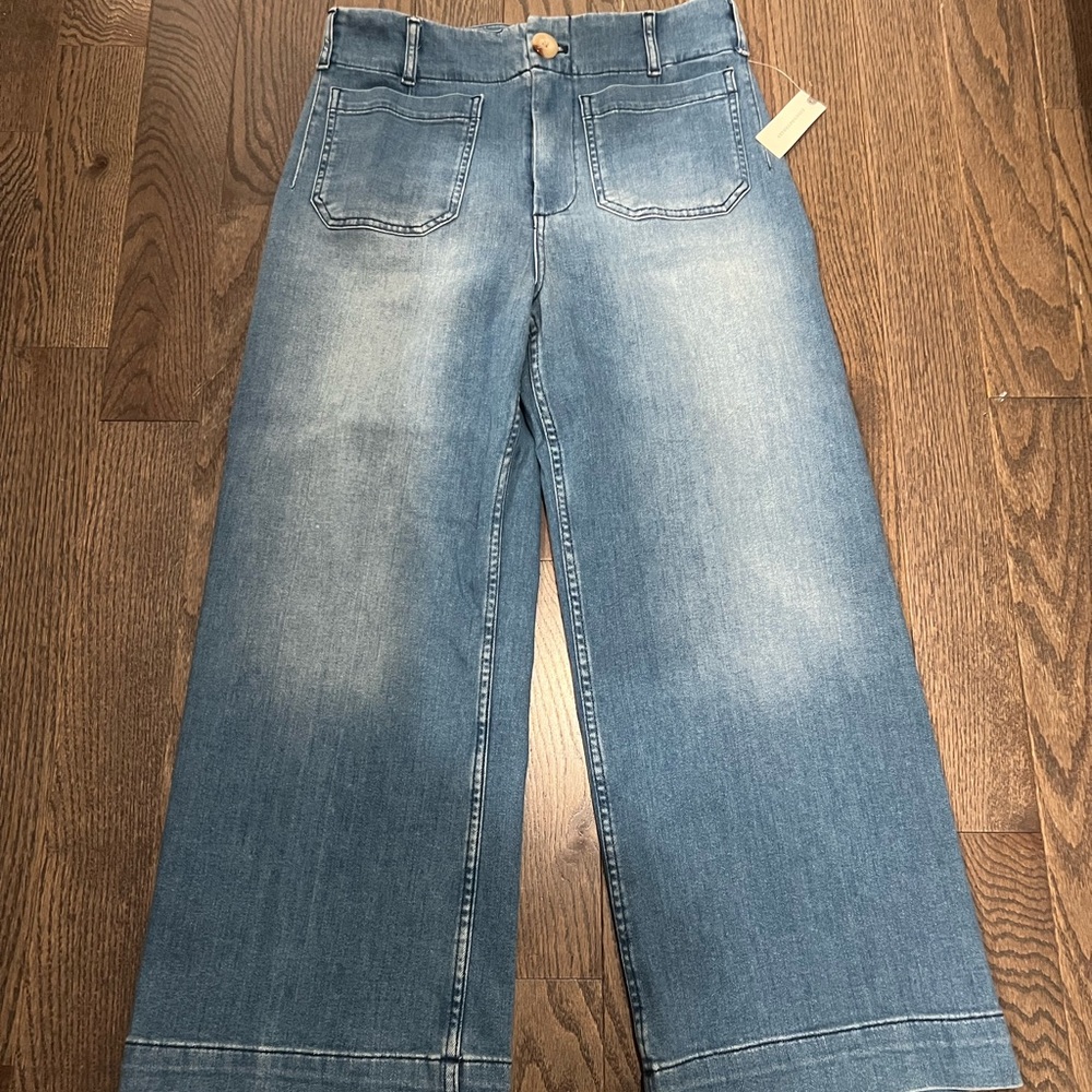 MAEVE Colette Classic Blue Wide-Leg cropped Women Jeans